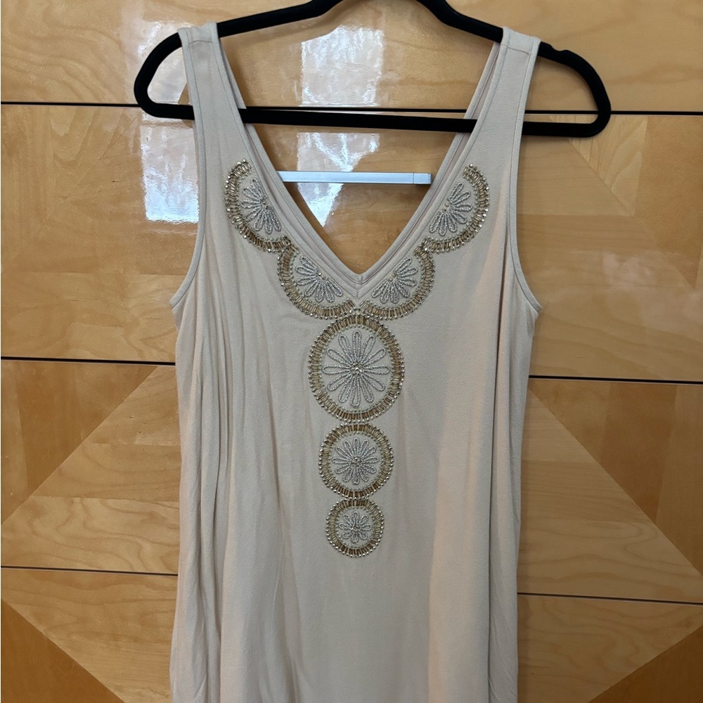 Lilly Pulitzer Cream and beige Top or swing mini dress with Gold Accents